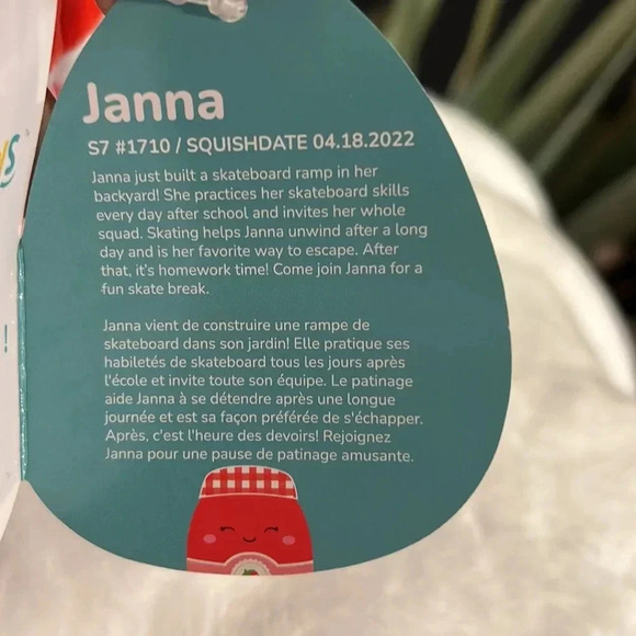 🦖😍🍓🎉 NWT Squishmallows 7” Janna the Strawberry Jam Squishmallow 🎉🍓😍 - Picture 7 of 8